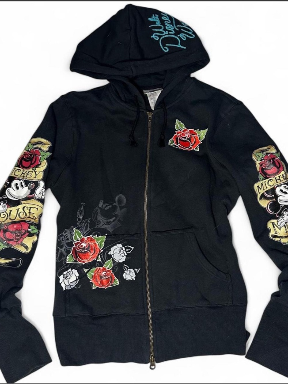 Rare Walt Disney World Tattoo Mickey Zip Hoodie